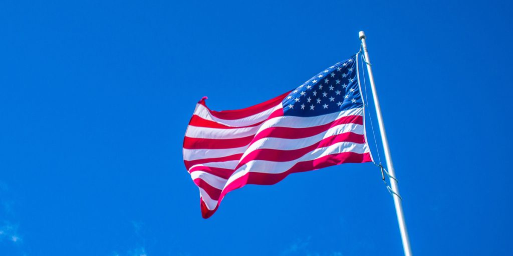 American flag waving in the wind