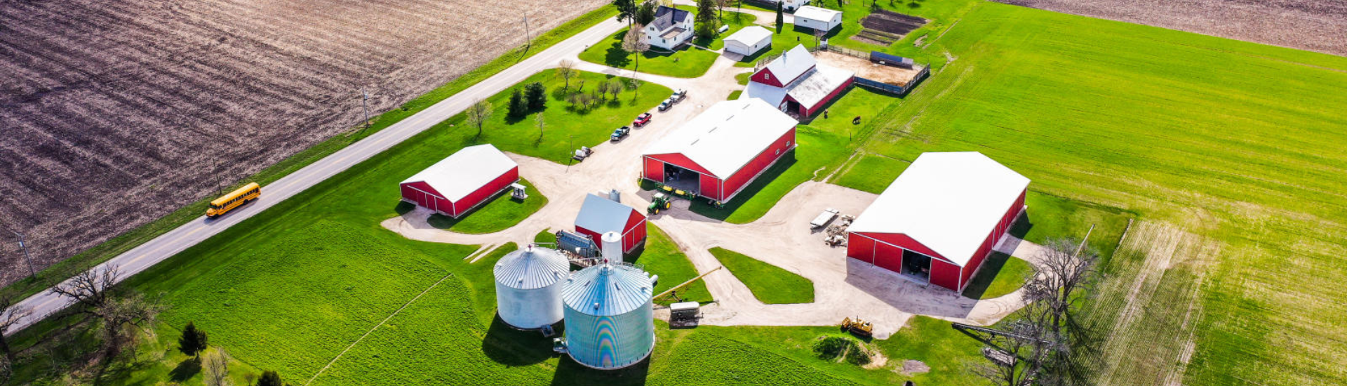 Arieal image of farm buildings